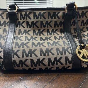 Michael Kors Black and Tan Logo Bag
